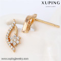 92466 Xuping fantaisie en gros 18k plaqué or boucles d&#39;oreilles en pierre blanche